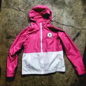Hot Pink and White US Polo Assn Rain Jacket/Windbreaker Women's Size Medium